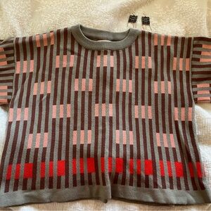 Endery reclaimed cotton Bauhaus sweater with matching bespoke earrings!
